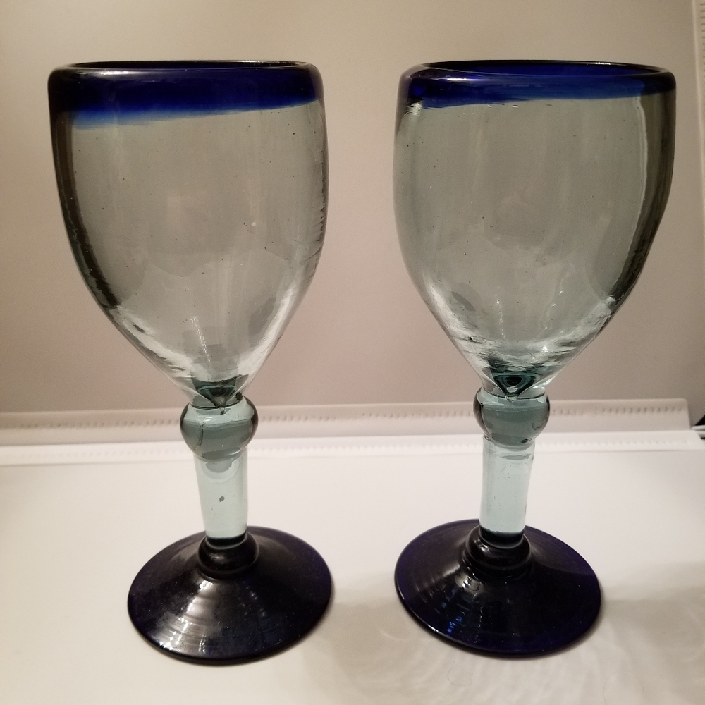 Made in Mexico Handblown Heavy Wine Glasses